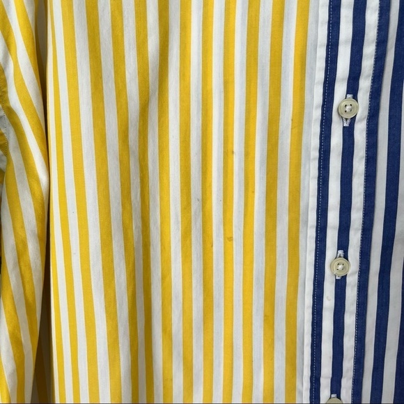 VINTAGE TOMMY HILFIGER colorblock stripe grandad collar oxford button down large - Picture 3 of 12